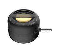 NeaxgeandX Mini haut-parleur portable avec prise jack 3,5 mm USB C pour smartphone, ordinateur, noir, noir transparent, 4,1 x 4,1 x 3,4 cm