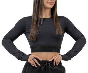 Nebbia NEBBIA Women s Long Sleeve Crop Top INTENSE Perform Débardeurs M Noir