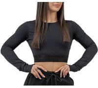 Nebbia NEBBIA Women s Long Sleeve Crop Top INTENSE Perform Débardeurs S Noir