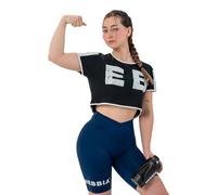 NEBBIA Oversized Crop Game On 610 Sports Top S, Noir , S