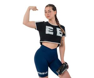 NEBBIA Oversized Crop Game On 610 Sports Top S, Noir , S