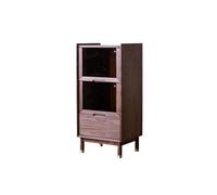 NEBE Armoire à Liqueur Casier à Vin 50x40x105cm Small Display Cabinet for Home Living Room, Walnut Solid Wood Storage Table, Kitchen Dining Side Storage Furniture Bar à Café