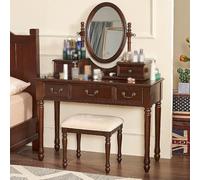 NEBE Table De Maquillage Coiffeuse rétro en Bois, Maison, Chambre à Coucher, Table de Maquillage Simple, Bureau Bureau De Vanité
