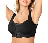 Nebility Soutien-Gorge Fermeture Devant Post Opératoire Brassière de Sport pour Femme avec Bretelles réglables sans Armatures pour Mastectomie Comfort Support (Noir, L)