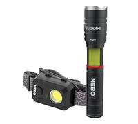 NEBO Combo Pack Tac Slyde Torch & 150 Headlamp - Lampe frontale et torche avec modes lanterne - flash rouge d'urgence et base magnétique pour un éclairage mains libres