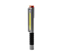 NEBO Lil Larry 500 Flex - Lampe de Travail Rechargeable de 500 Lumens - Avec Technologie COB, Base Magnétique et Clip de Poche pour un éclairage Mains Libres,Gris acier