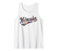 Nebraska Patchwork Script Cute Feminine State Womens Girls Débardeur