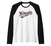 Nebraska Patchwork Script Cute Feminine State Womens Girls Manche Raglan
