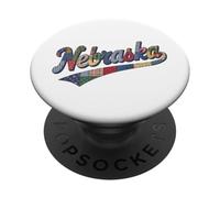 Nebraska Patchwork Script Cute Feminine State Womens Girls PopSockets PopGrip Adhésif