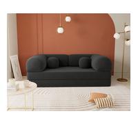 Lisa Design - Nebula - Canapé 3 Places Convertible en Velours texturé, Gris