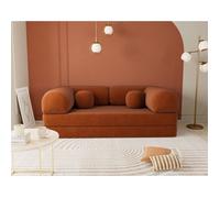 Lisa Design - Nebula - Canapé 3 Places Convertible en Velours texturé, Terracotta