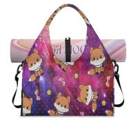 Nebula Galaxy Fox Sac de sport avec compartiment à chaussures Motif galaxie Sac fourre-tout pour la gym, le yoga, les voyages, couleur, L, Sac de voyage