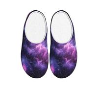 Nebula Star Pantoufles en flanelle pour femme - Antidérapantes - Chaudes - Pour l'intérieur et l'extérieur, multicolore, X-Small Men/ Medium Women