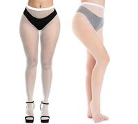 NebulaGlam 2 Paires Femme Collants Taille Haute Filets, Bas Résille Sexy Élastique, Cuisse Haut Bas Collants Fishnets Tights Pour Carnaval