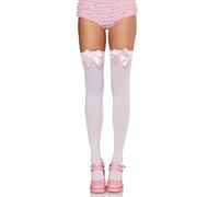 NebulaGlam Bas avec Noeud, Bas en Satin pour Femme, Bas avec Noeud Chaussettes Hautes Montantes Extensibles, Overknees, Chaussettes Extensibles, Carnaval, Costume, Partie de thème, Halloween (Rose)