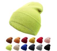 NebulaGlam Bonnet d'hiver Chaud, Bonnet Hiver Classique pour Hommes et Femmes, Design Classique - Moderne - Doux - Élastique - Respirant (Vert Fluo)