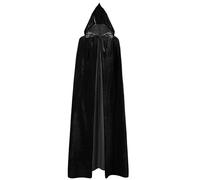 NebulaGlam Cape à Capuchon Déguisement Adulte pour Halloween, Longue Velvet Costume Carnaval Noël (150cm) (Noir)
