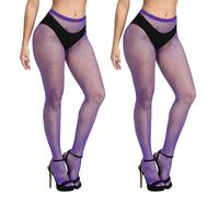NebulaGlam Femme Collants Taille Haute Filets, Bas Résille Sexy Élastique, Cuisse Haut Bas Collants Fishnets Tights pour Halloween