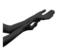 NebulaGlam Gant de Soirée Femme, Gant Long Satin, Année 1920 Style Classique pour Mariage Soirée Opéra Taille Élastique, Gants Sexy Femmes De Mariage De Bal Gants D'opéra (Noir)