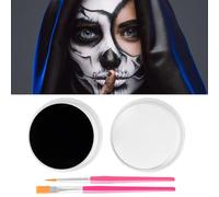 NebulaGlam Maquillage Halloween, Maquillage Halloween pour Visage Noir et Blanc, Kit Maquillage Halloween Enfant Adulte pour Carnaval Théâtre Cosplay Fantaisie Clown SFX, Noir(50g), Blanc (50