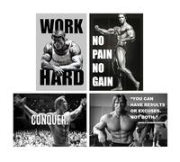 NebulaNova Arnold Schwarzenegger Toiles d'art (lot de 4) - Posters de motivation pour le bodybuilding - Art mural pour salle de sport, décor de bureau, décorations, sans cadre 30 x 45 cm
