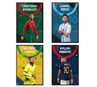 NebulaNova Ensemble de 4 posters de super stars du football - Ronaldo, Messi, Neymar et Mbape - Impression d'art pour la décoration murale du salon - Sans cadre - 20 x 30 cm