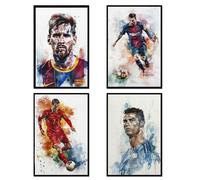 NebulaNova Ensemble de posters Ronaldo, Messi, Neymar et Mbappé - 4 impressions d'art, peintures murales de célébrités du sport pour le salon, décoration de pièce - Sans cadre 40x60 cm (16x24 pouces)
