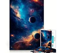 Nébuleuse avec planètes et étoiles Puzzle de 1000 pièces pour Adolescents Jeu de réflexion et d'apprentissage Atelier d'assemblage Objet de Collection (38x52cm)