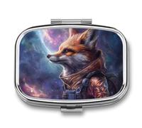 Nébuleuse Space Fox Boîte à pilules à 2 Compartiments pour Poche Organisateur de Vitamines 5.5x4cm