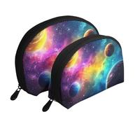 Nebuleuses Galaxies Color Space Lot de 2 trousses de maquillage portables Motif espace, blanc, Taille unique