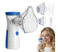 Nebulisateur Inhalateur Portable Rechargeable, Aerosol Medical pour Adultes et Enfants, Inhalateur Silencieux avec 2 Masques et Embout Buccal, pour Usage Domestique et Voyage - Bleu