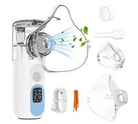 Nebulisateur Inhalateur SOARFLY, Portable Silencieux avec Affichage LED, 3 Modes de Pulvérisation, 2 Masques Adulte Enfant, Embout, Recharge USB-C, Nettoyage Automatique, pour Maison, Voyage (BL)