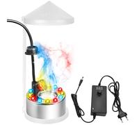 Nébuliseur à ultrasons, 24 V mini machine à fumée avec 12 LED Fogger, Brumisateur à Ultrasons, Mini Machine à Brouillard Fontaine à Brouillard Machine à Fumée pour Fontaine étang Brouillard Décoration