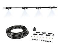 Nébuliseur pour extérieur, idéal pour pergolas, parasols, terrasses et balcons, abaisse température jusqu'à 11 °C, avec raccords universels et Tuyau 15 m