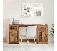 Nebuln Bureau avec armoire en bois vieilli 154,5 x 50 x 75 cm Montage mural en bois avec espace de rangement, étagère, tiroir, idéal pour bureau, bureau à domicile, étude et chambre d'étudiant