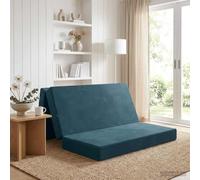 Nebuln Canapé-lit pliant 120 x 67 x 45 cm en velours bleu avec matelas et sommier à lattes, confort de couchage 2 en 1 pour chambre à coucher, chambre d'amis, housse amovible