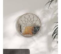 Nebuln Miroir rond sable 60 x 3 cm avec cadre en fer pour intérieur, miroir mural avec verre, miroir décoratif pour salon, chambre à coucher, couloir et salle de bain