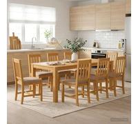 Nebuln Table à manger en bois massif de chêne naturel 200 x 100 x 75 cm avec design à angle droit, stable pour salle à manger, cuisine, salon, idéale comme table à manger et pour des moments