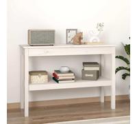 Nebuln Table console blanche en pin massif - 110 x 40 x 75 cm - Avec étagère - Pour salon, chambre à coucher, couloir, entrée - Décoration et espace de rangement