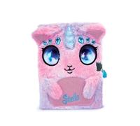 Nebulous Stars 12512 - Journal Intime en Peluche Stella, 21 x 16 cm, Journal Intime Rose/Lilas avec Cadenas en Forme de cœur, au Design Adorable d'animaux en Peluche, avec Licorne