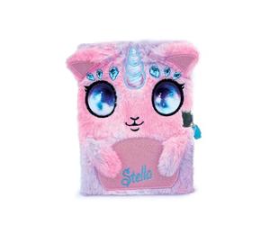 Nebulous Stars 12512 - Journal Intime en Peluche Stella, 21 x 16 cm, Journal Intime Rose/Lilas avec Cadenas en Forme de cœur, au Design Adorable d'animaux en Peluche, avec Licorne