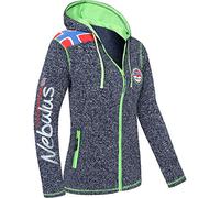 Nebulus Norska Veste polaire chaude pour femme avec longue fermeture éclair intégrale, Bleu marine chiné., L