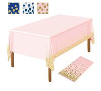 NEBURORA 1 Pack Nappe de Fête Rose Pâle Dot Doré Nappe en Plastique 137x274cm Dot Dot Confetti Nappe de Table Jetable Couverture de Table de Fête Rectangulaire pour Pique-Nique,Anniversaire
