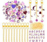 NEBURORA Kit de fabrication de porte-clés brillant à lèvres, 56 breloques mignonnes, 10 clips de porte-clés avec crochets pour porte-clés et 100 anneaux ouverts, kit de fabrication de bijoux (violet)