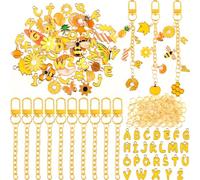 NEBURORA Kit de fabrication de porte-clés brillant à lèvres, 56 breloques mignonnes, 10 clips pour porte-clés avec crochets pour porte-clés et 100 anneaux ouverts, kit de fabrication de bijoux (jaune)
