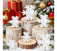 NEBURORA Lot de 8 décorations de table en bois en forme de flocon de neige - 16 pièces - Décorations de table 3D - Décorations de table et centres de table pour Noël, fête des merveilles - Décoration