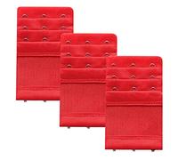 Necalisi 3 Pièces Extensions pour Soutien-Gorge Femme Rallonge Attache Soutien Gorge, Sangle de Crochet Élastique 3 Rangées x 3 Boutons/4 Boutons Taille Unique Rouge
