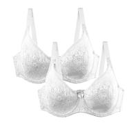 Necalisi brassière Femme avec Armature Dentelle Florale Ajourée Couverture complète Blanc Femme Grande Taille Lingerie Sexy Crop Top 100D