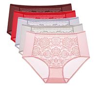 Necalisi Culotte Femme Lot de 5 Multicolore2 Culotte Femme Coton Taille Haute Slips Elasticité sous-Vêtements Culotte Dentelle XXL