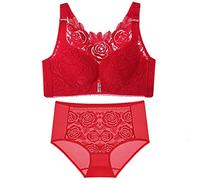 Necalisi sous Vetements feminins Ouverture Devant Rouge brassière Forte Poitrine T-Shirt - Soutien Gorge sans Armature Grande Taille Ensemble sous Vetement Femme 110D